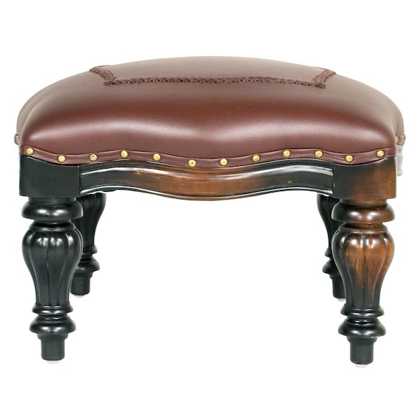 Victorian Rococo Faux Leather Ottoman